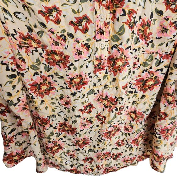 Torrid Harper Blouse Twill Floral Sand Romantic Feminine Plus Size 3X Brunch - Picture 4 of 8